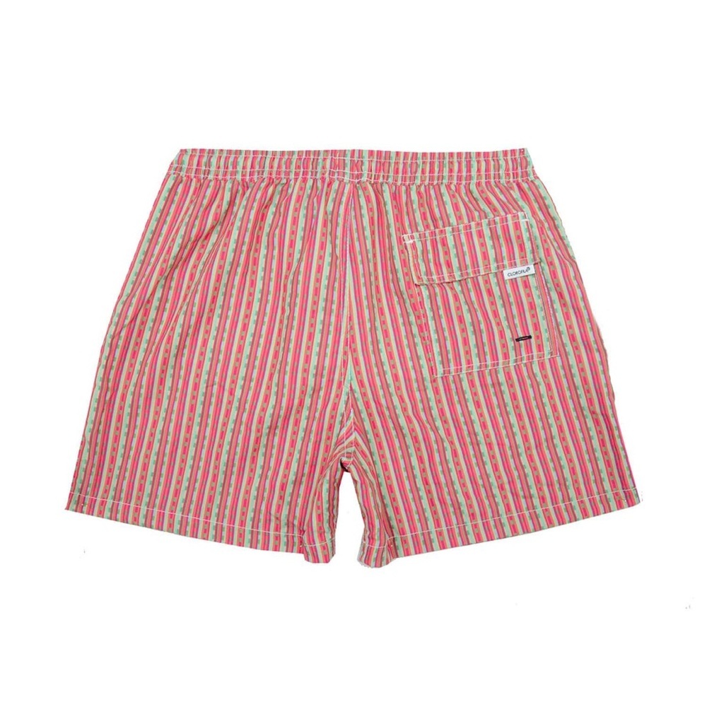 NWOT Clotofila Men’s Swim Trunks in Line Pink/Green Size L - Picture 3 of 4